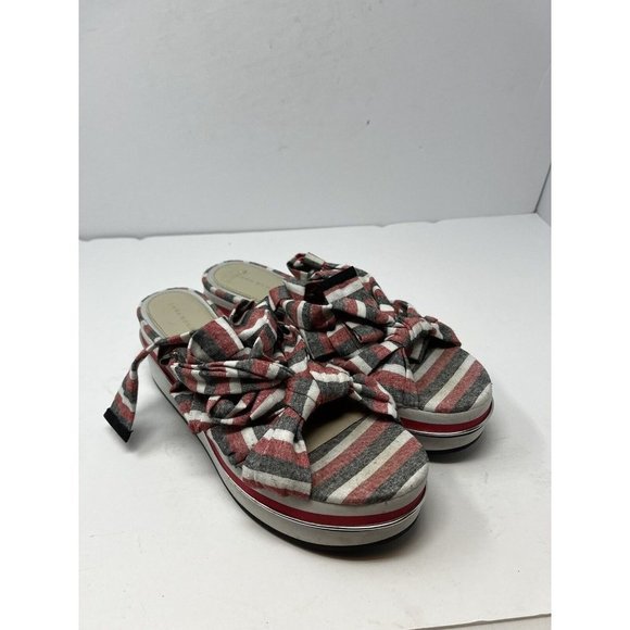 Zara Womens Pink‎ Gray Tie Up Platform Sandals Size 10 - Picture 2 of 9